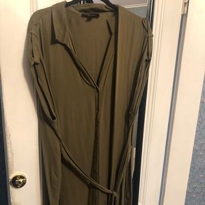 Green Shirt Dress with waist tie